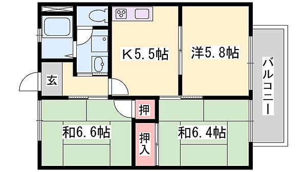 兵庫県高砂市曽根町(賃貸アパート3K・1階・52.48㎡)の写真 その2