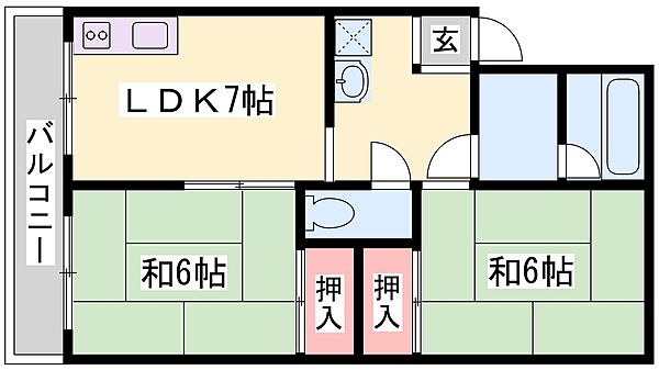 兵庫県加東市多井田(賃貸マンション2DK・2階・46.41㎡)の写真 その2