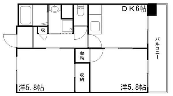 兵庫県姫路市十二所前町(賃貸マンション2DK・10階・45.33㎡)の写真 その2