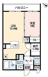 アーバン・フラッツ加西 3階1LDKの間取り
