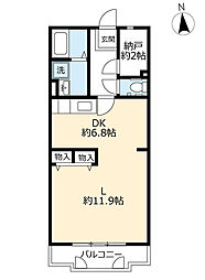 プロムナード三好丘5号棟 1LDKの間取図画像