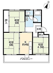 UR都市機構保見団地138棟 3Kの間取図画像
