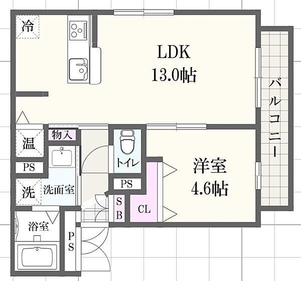 グランデュオ三宮 ｜兵庫県神戸市中央区二宮町４丁目(賃貸アパート1LDK・1階・43.37㎡)の写真 その2