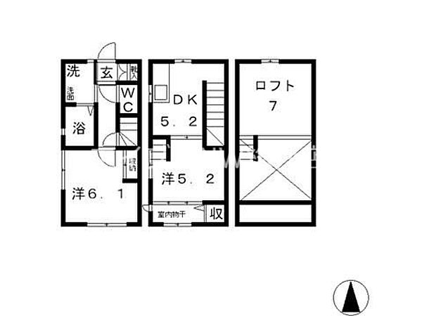 岡山県倉敷市中畝5丁目(賃貸テラスハウス2SDK・2階・62.07㎡)の写真 その2