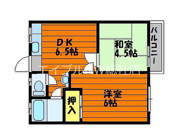 岡山県倉敷市老松町1丁目(賃貸アパート2DK・2階・35.92㎡)の写真 その2