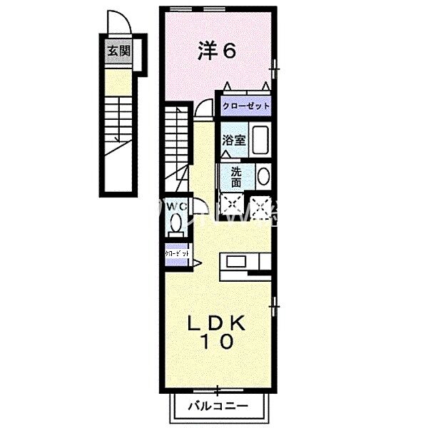 岡山県総社市井手(賃貸アパート1LDK・2階・44.65㎡)の写真 その2