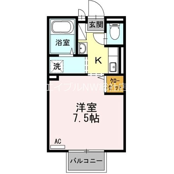 岡山県倉敷市西阿知町(賃貸アパート1R・2階・23.40㎡)の写真 その2