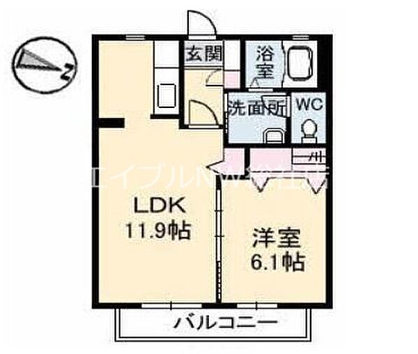 岡山県倉敷市西阿知町新田(賃貸アパート1LDK・2階・41.58㎡)の写真 その2