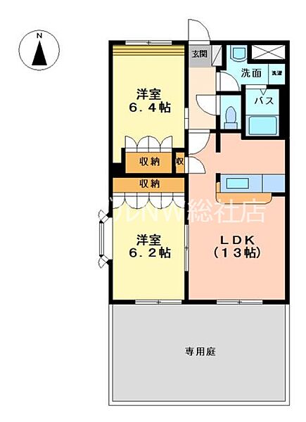 岡山県倉敷市西阿知町(賃貸アパート2LDK・1階・57.33㎡)の写真 その2