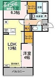 グランレーベン 2LDKの間取図画像