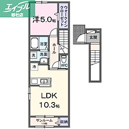 ピアチェーレ 1LDKの間取図画像