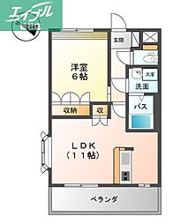サンテフルール 1LDKの間取図画像