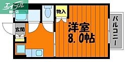 サンライズブルー 1Kの間取図画像