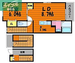 グレイス茶屋町駅前B 1LDKの間取図画像