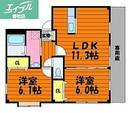 フォブール近藤C棟 2LDKの間取図画像