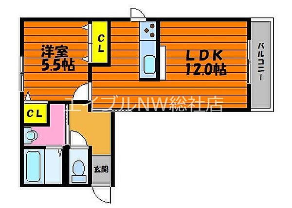 岡山県倉敷市水江(賃貸アパート1LDK・1階・42.17㎡)の写真 その2