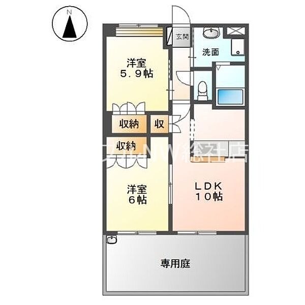 岡山県倉敷市玉島阿賀崎4丁目(賃貸アパート2LDK・1階・51.66㎡)の写真 その2