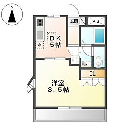 サン・ブライト 1Kの間取図画像