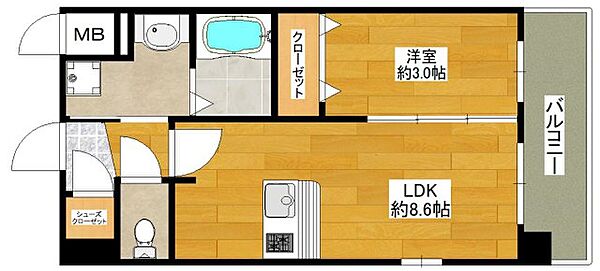 エスリード江坂アンムート ｜大阪府吹田市南金田2丁目(賃貸マンション1LDK・6階・31.05㎡)の写真 その2