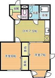 アメニティー下石田 2DKの間取図画像