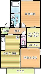 シャトンアイB 2DKの間取図画像