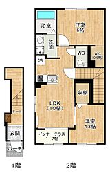 ブドワール 2LDKの間取図画像