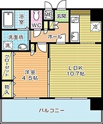 フェリシエ三萩野 1LDKの間取図画像