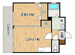 ミーナ砂津 1LDKの間取図画像