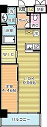 ウイングス三郎丸 1LDKの間取図画像