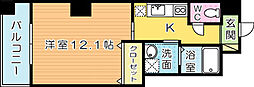 アーリントン 1Kの間取図画像