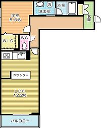 フルール・ド・ヒサノ 1LDKの間取図画像