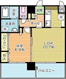フェリシエ三萩野 1LDKの間取図画像