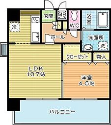 フェリシエ三萩野 1LDKの間取図画像