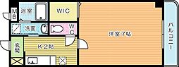 エルマーノ下到津 1Kの間取図画像