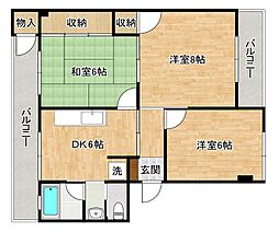 井堀南団地3棟 3DKの間取図画像