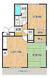 グランドゥールタナカ 2LDKの間取図画像
