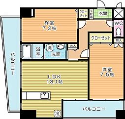 サンシャインポート中井 2LDKの間取図画像