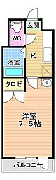 ニューサンリバー7番館 1Kの間取図画像