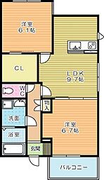 プレミアージュ緑ヶ丘2 2LDKの間取図画像