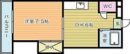 ハイツフクダ 1DKの間取図画像