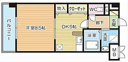 エヴァーグリーンN 1DKの間取図画像