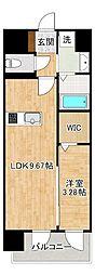 KSK南小倉コアプレイス 1LDKの間取図画像