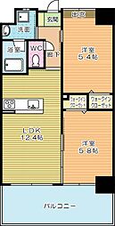 ウイングス三萩野 2LDKの間取図画像