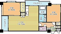 サンシャイン熊本 2LDKの間取図画像