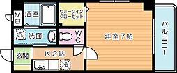 エルマーノ下到津 1Kの間取図画像