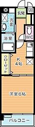 クロスウェーブ嵐山 1Kの間取図画像