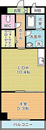 ワイ・エヌビル 1LDKの間取図画像