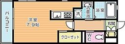 エルセレッソ 1Kの間取図画像