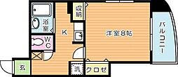 KMマンション北九大前 1Kの間取図画像