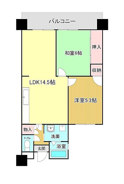 第17共立ビル 303｜福岡県北九州市小倉北区真鶴２丁目(賃貸マンション2LDK・3階・58.20㎡)の写真 その2